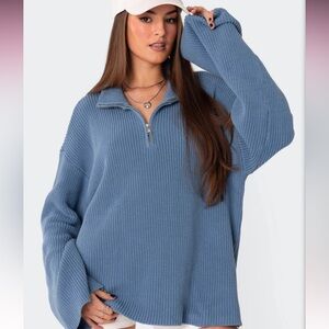 Edikted High Neck Oversized Zip Sweater (new w/tags)